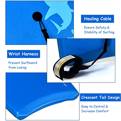 image for Goplus 41''/37''/33'' Lightweight Body Board for Beach, Surf Board wit