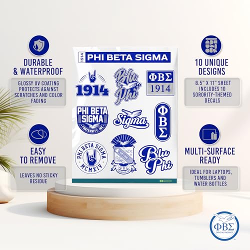 Calcomanías adhesivas Phi Beta Sigma para vasos y portátiles impermeables, juego de 10 piezas 4