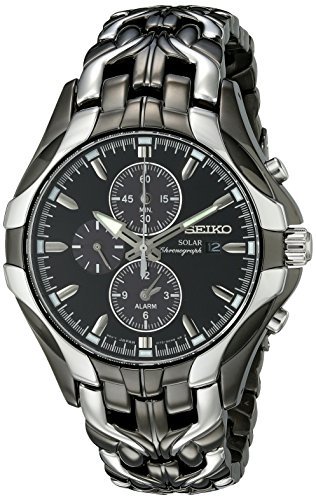 ZCR[ Seiko Men's SSC139 Excelsior Gunmetal and Silver-Tone Stainless Steel Solar Watch [sAi]