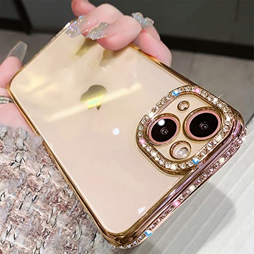 Tybiky - Coque pour iPhone 11 - En silicone - Transparent - Protection brillante avec strass - Étui de protection en TPU - Pare-chocs doré - Pour iPhone 11....
