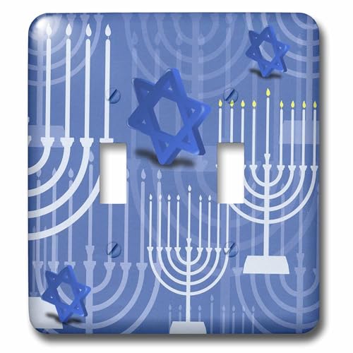 Double interrupteur Passover Menorahs bleues plaque murale décorative Pessa'h