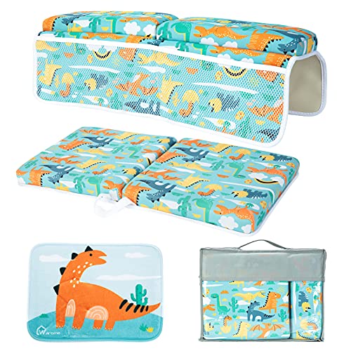 Image of Warome Baby Bath Kneeler and Elbow Rest Pad for Baby, Quick Dry Bath Kneeling Pad, Non-Slip Baby Standing Mat, Bath Mat with Baby Toy Organizer, As a Gift for Your Friend Have a New Baby