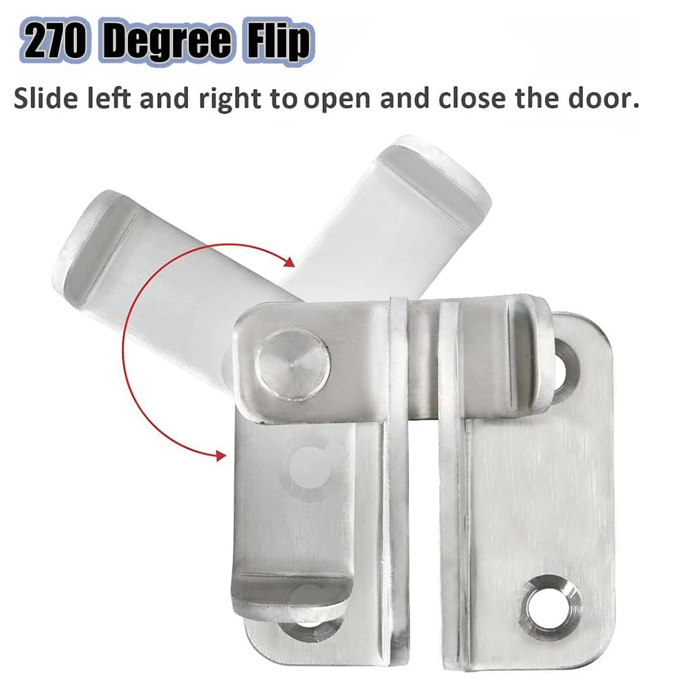 Litensh Stainless Steel Flip Gate Latch Door Bolt Latch Lock with Padlock Hasp for Shed Cabinet Barn Pet Cage Left Open Silver Size L - Image 4
