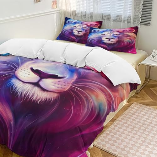 Parure de lit lion en microfibre supérieure avec housse de couette king 3 pcs - 5