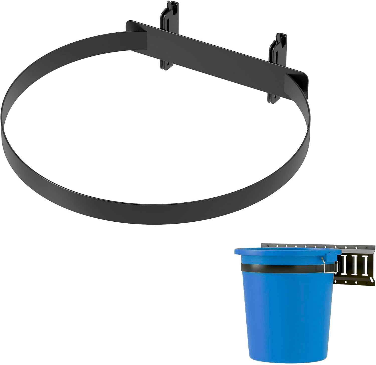 lesolar 5 Gallon Bucket Holder for E Track, Heavy Duty Wall Mounted Bucket Hanger E Track Accessories, Metal Water Buckets Organizer for Enclosed Trailer, Workshop and Garage