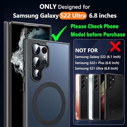OWKEY for Samsung Galaxy S22 Ultra Case with Stand, Compatible with MagSafe, Magnetic Phone Case Military-Grade Protection Shockproof Matte Cover for Samsung Galaxy S22 Ultra 5G (Black) - image 2