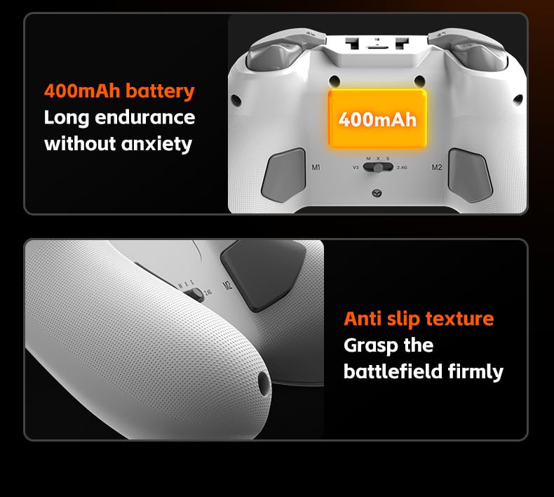 UHM PC Controller, Wireless 2.4G PC Gaming Controller PC Android Switch iPhone 6 Axis-Gyroskop,Hall-Effekt Joystick und Trigger, Programmierung,Turbo Weiß
