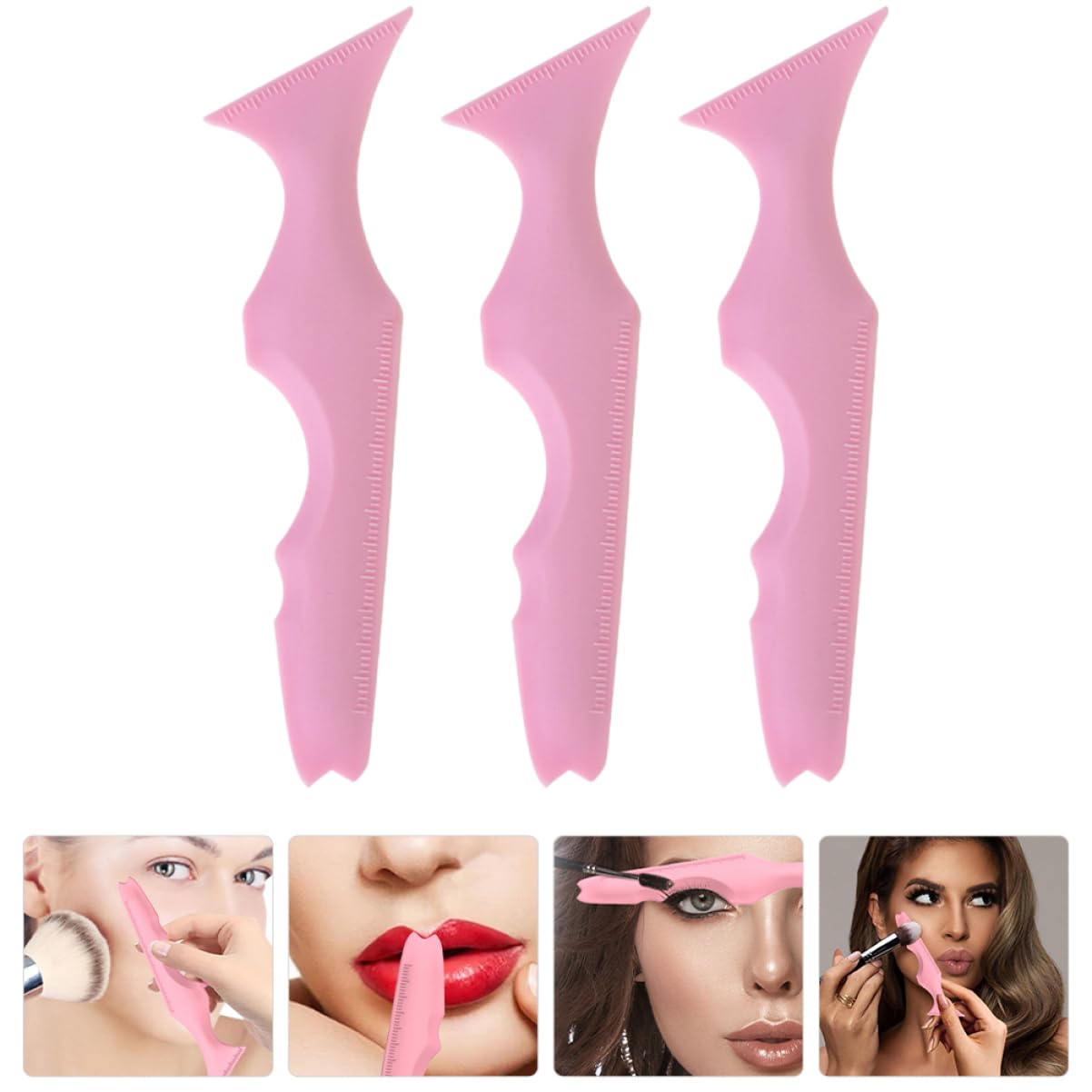 minkissy 2 Set Di Modelli Di Guida Per Eyeliner in Silicone Per Truccatori Stencil Per Sopracciglia Applicatori Per Eyeliner 3 Pezzi*2