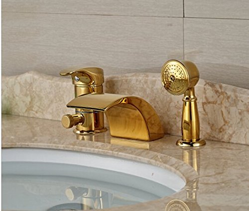 Robinet mitigeur doré LED pour une salle de bain style spa