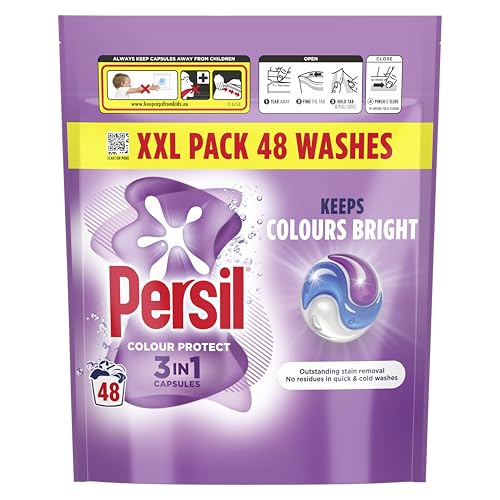 Persil Colour Protect 3 in 1 Washing Capsules keeps colours bright outstanding stain removal in quick & cold washes 48 washes