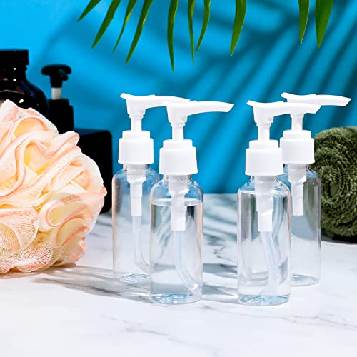 4 Stück 50ml Pumpspender Transparente Airless Pumpflasche Reise Spenderflasche Kunststoff Pumpflasche Leere Luftreiseflaschen Plastikflaschen für Kosmetik Shampoo Creme