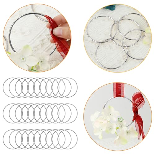 30 Pcs 3 Inch Metal Rings for Craft Silver Floral Macrame Hoops Rings Wreath Hoop Rings for DIY Crafts Macrame Dream Catchers Wall Hanging Crafts Home Decorations by SynHHergyx - Used condition - Image 3