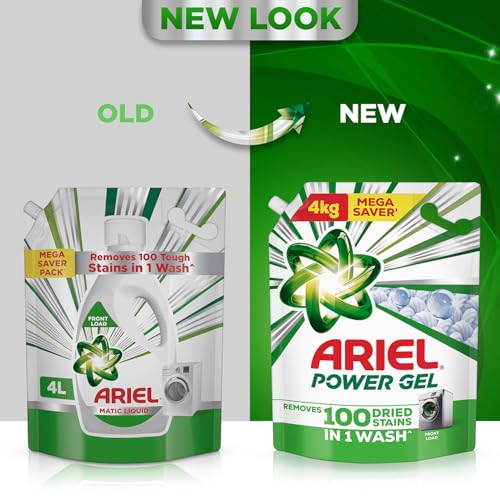 Image of Ariel Power Gel Liquid Detergent for Front Load - 4kg | Removes 100 Dried Stains in 1 Wash | Faster Dissolving | Long-Lasting Fragrance | Color Protection | At the price of Powders