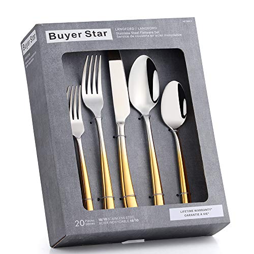 One-Day Sale: Up to 50% Off YDware 20pcs Flatware Silverware Cutlery Tableware Set, Gradual Change Gold Stainless Steel Utensils Forks Spoons Knives Set Service for 4, Mirror Polish and Dishwasher Safe One-Day Sale: Up to 50% Off YDware 20pcs Flatware Silverware Cutlery Tableware Set, Gradual Change Gold Stainless Steel Utensils Forks Spoons Knives Set Service for 4, Mirror Polish and Dishwasher Safe