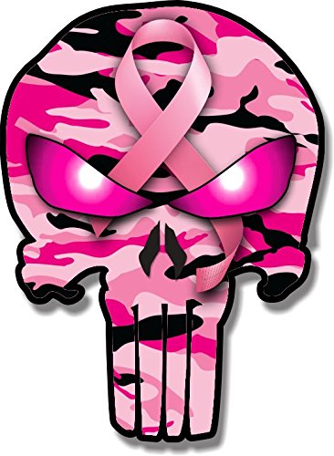Vinyl Junkie Graphics Breast Cancer Ribbon Punisher Skull Pink Camouflage car Truck Laptop Sticker Custom Graphic Decal 5