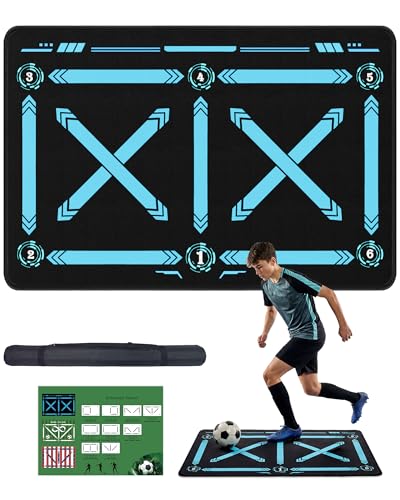 Soccer Training Equipment 35 * 24 inch Soccer Training Mat with Storage Bag Non-Slip Silent Equipment Soccer Footwork Training Mat for All Levels with Dynamic Manuals
