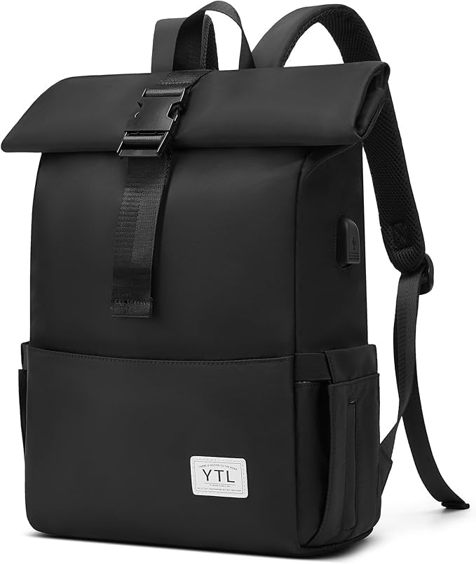 YTL Rolltop Wasserdicht Rucksack für Damen & Herren,mit Laptopfach für 17 Zoll,Groß Elegantrucksack Rucksäcke Daypack für Radfahren,Reisen,Tasche für Schule, Uni Gürteltasche