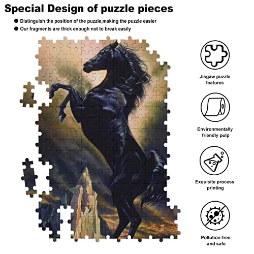 DGJL Animale Nero Arabo Cavallo Arte Puzzle 1000
