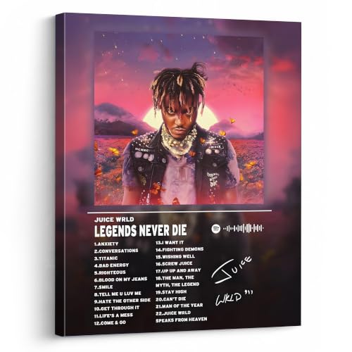 Image of Juice WRLD Canvas Wall Art, Rapper Collage Poster Print, Hip Hop Music Artwork for Bedroom Studio Gaming Room Decor, Vibrant Album Cover Picture Print Framed Music Wall Painting 20X24