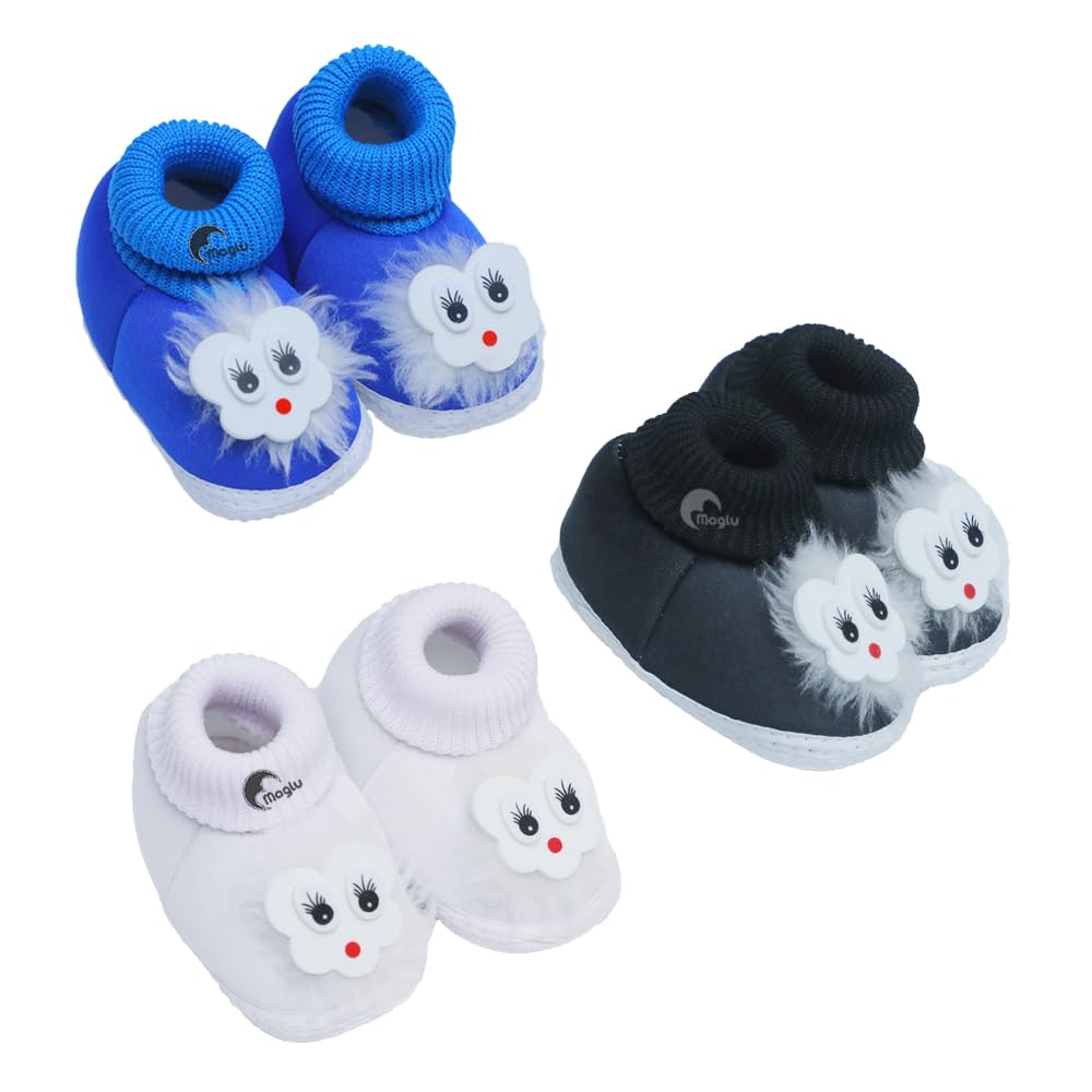 Pack of 3 Baby Booties for 0-12 Months | Soft Sole Cotton & Newborn Shoes | Handmade Crochet Booties | Anti-Slip Infant Footwear | Baby Boy Girl Cute, Lightweight & Comfortable-image-25