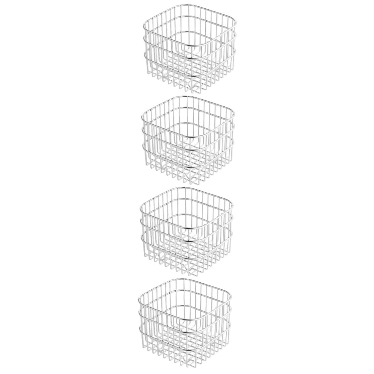 Cabilock 4 Cestas De Almacenamiento De Acero Inoxidable Cesta De Picnic Cesta De Almacenamiento De Alimentos Carrito De Almacenamiento Cesta De Cubiertos Cesta De Frutas Cesta De