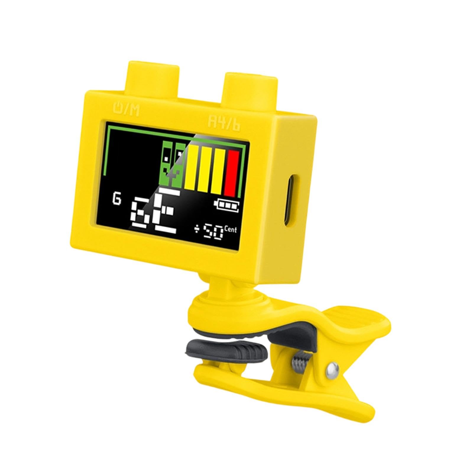 Accordatore Clip Digitale Accordatore Elettronico Metronomo Clip Tuner Schermo Grande Funzione Cromatica Rotazione 360 Gradi Adatto per Chitarra B, giallo