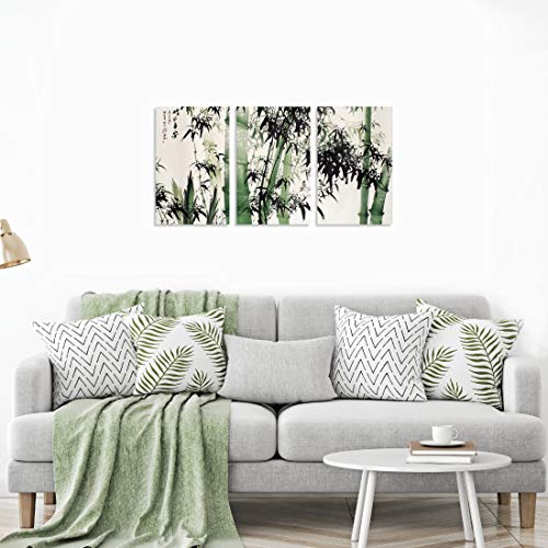Tutubeer Bamboo Canvas Wall Art For Home Decor Bamboo Paintings For Wall Bamboo Wall Picture Chinese Painting Of Bamboo Forest Nature Picture Print On Canvas For Home Decor, Ready To Hang 16X32Inchx3 #TOP4