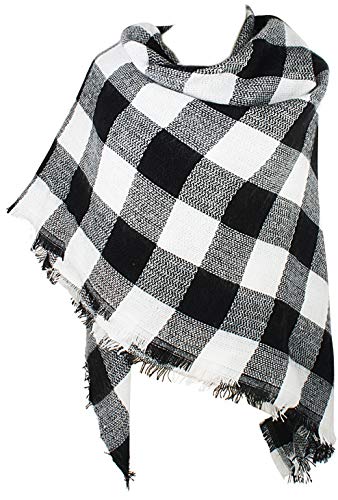 VIVIAN & VINCENT Fall Winter Scarf Classic Tassel Plaid Tartan Warm Soft Chunky Large Blanket Wrap Shawl Scarves for Women
