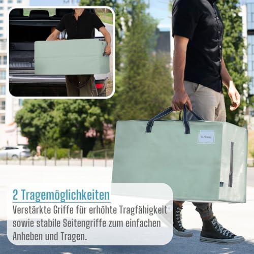 VENO 102 Liter Große Aufbewahrungstasche mit Deckel, Strapazierfähige Griffe und Reißverschlüssen für Umzug, Kleideraufbewahrung… – Ansicht 6