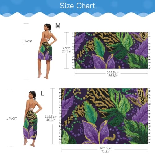 Cubierta para traje de baño moderna con hojas moradas y verdes de mujer 7