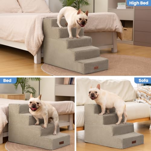 Image of Aodisman Dog Steps for Bed & Couch,18.5 inch H 4-Step Pet Stairs for Small Dogs