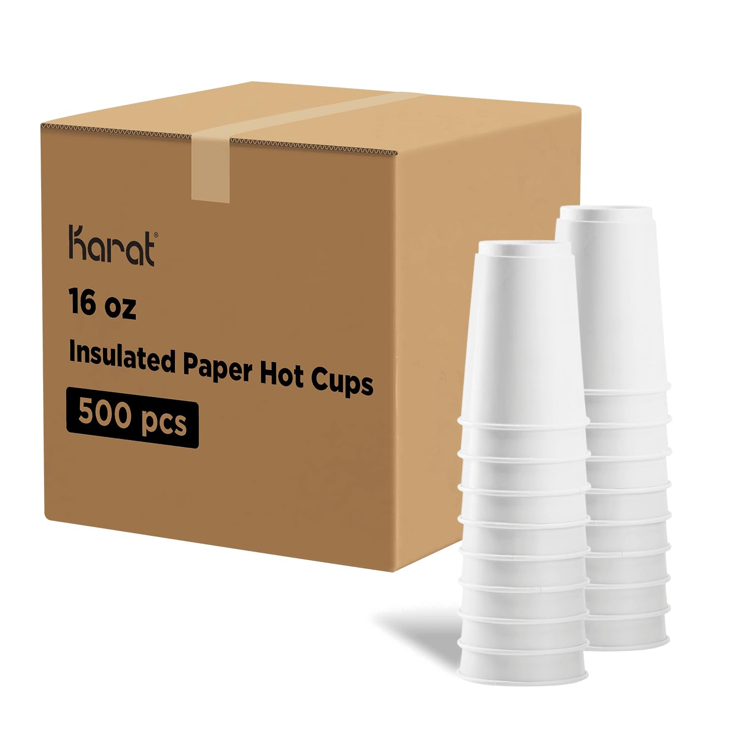 Karat C-KIC516W 16 oz Insulated Paper Hot Cup White White Pack of 500