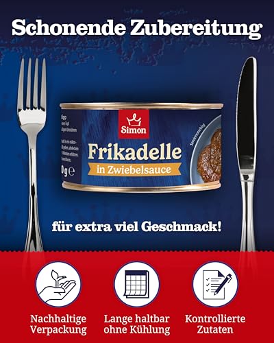 SIMON Frikadelle in Zwiebelsauce 300 g I Zarter Schweinehackbraten in delikater Sauce I Fertiggericht in recyclebarer Konserve I Authentische Hausmannskost
