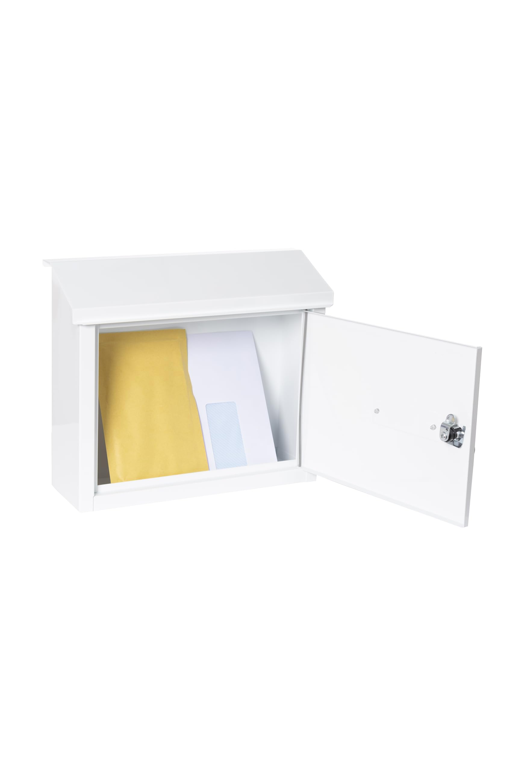 ARREGUI V4061 Buzón Recogecartas Maxi de Aluminio para Puertas o Verjas en el Interior, Boca Recogecartas de 33x4 cm, Tamaño M (Correo DIN A4 y Revista), Anticorrosivo, Blanco