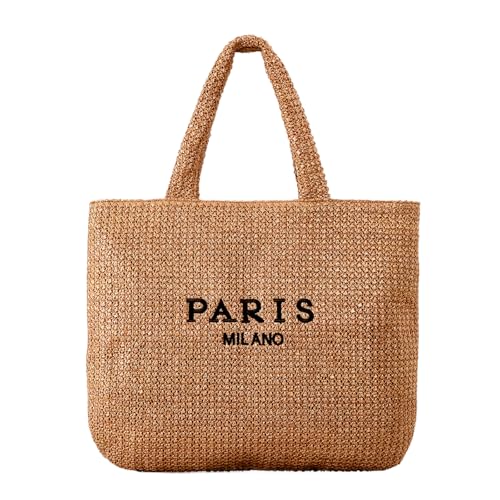 Image of Large Straw Tote Bag Summer Straw Purse for Women Vacation Raffia Woven Beach Bags Handbag