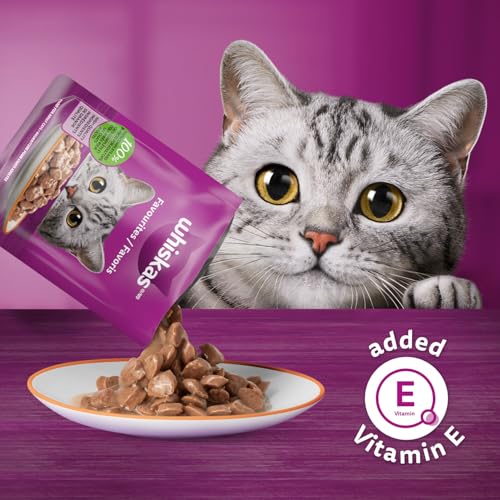 WHISKAS Favourites Adult Wet Cat Food - Chicken, Salmon, Tuna, White Fish Flavour Cuts in Gravy - 100% Complete and Balanced - Multipack 32x 85g Pouches image 5