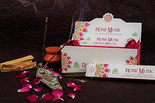 Image of Himalaya Premium Incense Sticks for Everyday Use | Aroma Fragrance Sticks|Pooja Room Items for Home & Prayers |Freshness Positive Energy (Rose Musk) (Pack of 12, Each of 15 GM)
