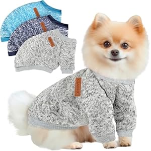 3 Pack Dog Sweaters for Small Dogs Girl Boy Dog Winter Fleece Clothes Warm Soft Dog Sweatshirt Outfit for Dog Cat Pet Apparel