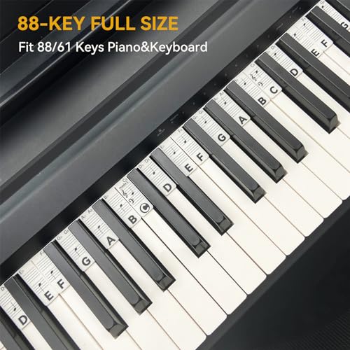 Image of Piano Note Strips Pro, Thickened Anti-Stuck, Fit 88 /61 Key Piano Keyboard, Design for Beginner Learning (Classic Black Pro)