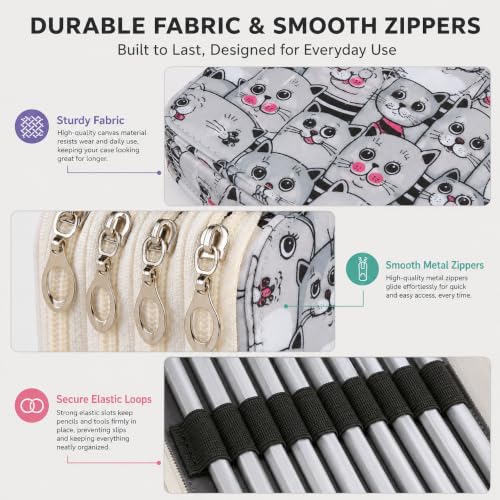 Image of 184 Slots Colored Pencil Case Organizer, 4 Layer Bag | Twill Oxford fabric, 187 elastic loops, detachable handle, for travel, home storage, drawing tools, creative gifts