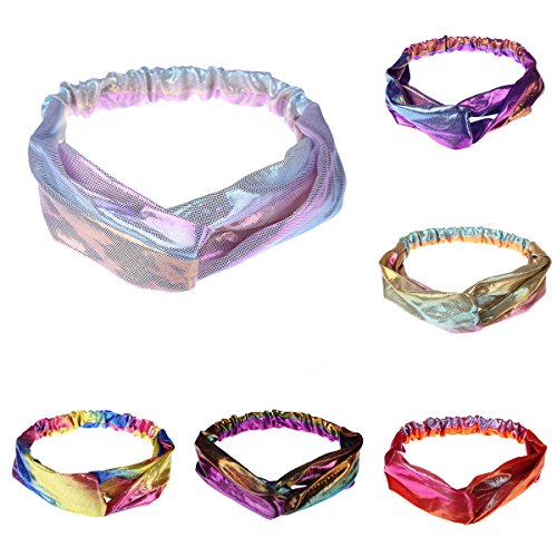 Miuance 6 Pack Women Headbands Turban Headwraps Hair Band Bows Accessories for Fashion Or Sport (6 pcs metal color Headbands)