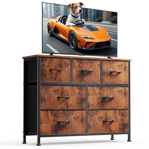 DUMOS Dresser for Bedroom with 7 Drawers, Storage Organizer Units Furniture, Chest Tower TV Stand...