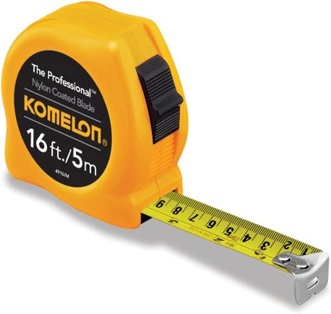 Komelon 4916IM The Professional 16-Foot Inch/Metric Scale Power Tape, Yellow