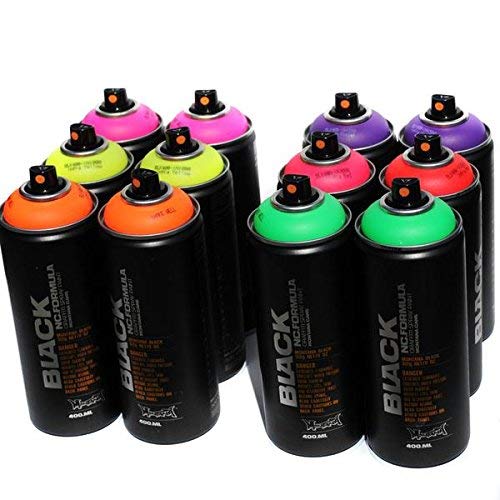 Montana BLACK 400ml Set of 12 Fluorescent Colors Graffiti Street Art