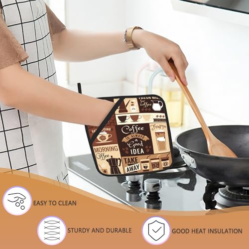 2PCS-Brown-Coffee-Pot-Holder-with-LoopVintage-Latte-Heat-Resistant-Oven-Pads-Hot-Pat-for-Kitchen-Cooking-Baking-Food 2PCS Brown Coffee Pot Holder with LoopVintage Latte Heat Resistant Oven Pads Hot Pat for Kitchen Cooking Baking Food