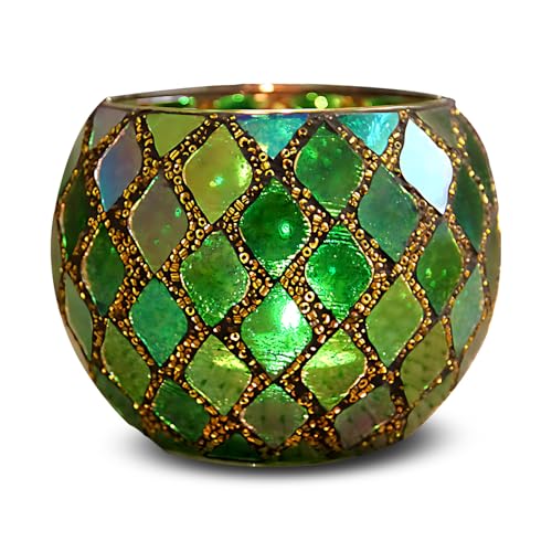 MerwDeeyt Teelichthalter Mosaik Glas Kerzenhalter, Bunte Teelichter...