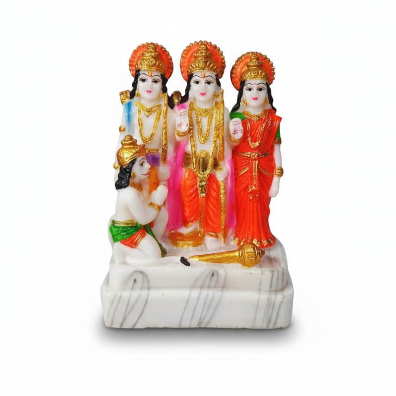 Image of Ram Darbar Statue Idol - Spiritual Figurine for Pooja Room, Home Temple, Office, and Sacred Decor, Ram, Sita, Lakshman and Hanuman (5 Inch Height)