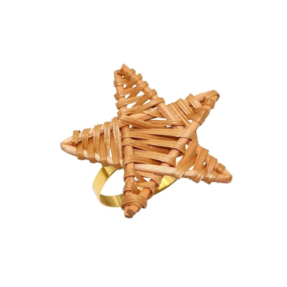 6 portatovaglioli in rattan, realizzati a mano, per Natale, matrimoni, cene, riunioni di famiglia, decorazioni da tavolo (GZ196-6 pezzi)