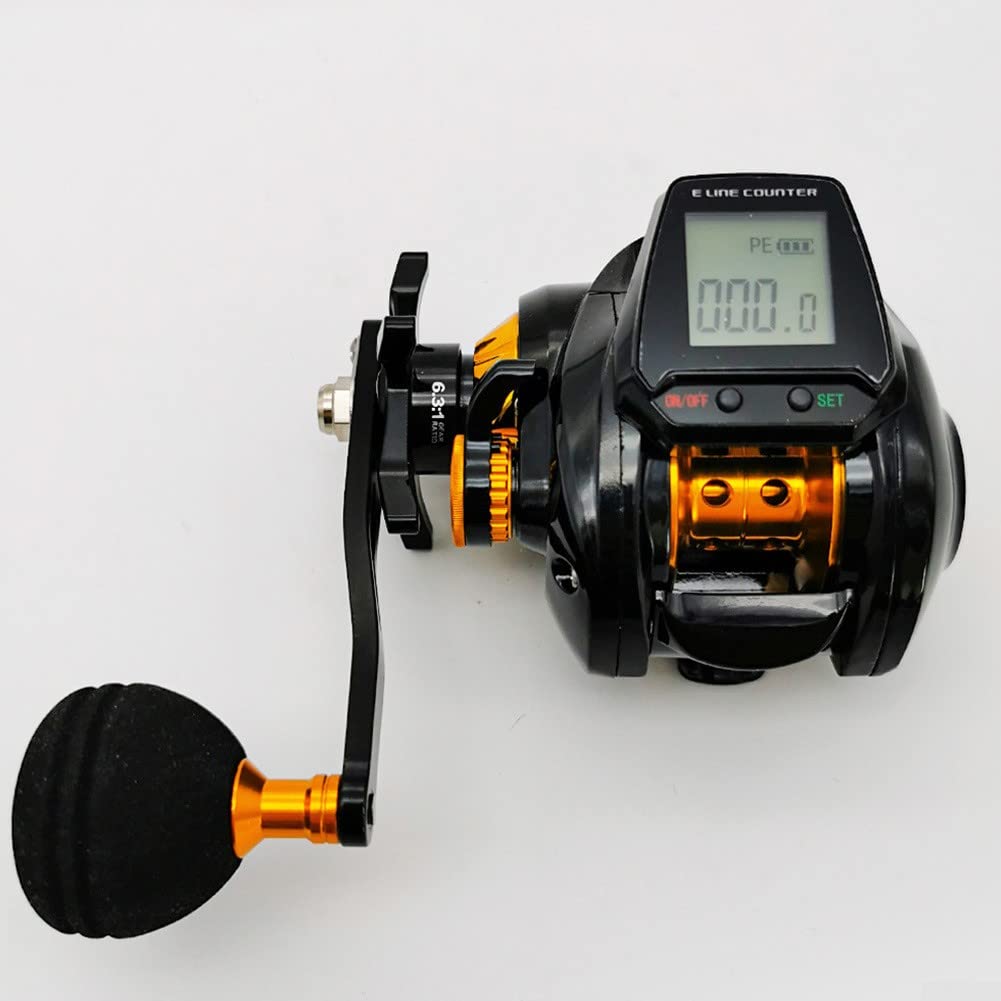 SPORTARC 6.3:1 Digitale Baitcasting Angelrolle mit Linienzähler, 5+1 Edelstahl-Kugellager, Magnetbremse, EVA-Griff, für Rafting und Baitcasting