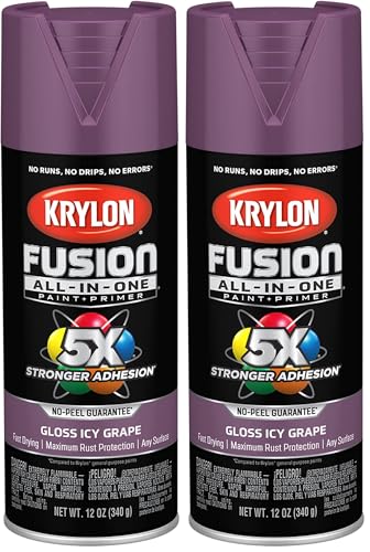 Image of Krylon K02709007 Fusion All-In-One Spray Paint for Indoor /Outdoor Use, Gloss Icy Grape Purple, 12 Ounce (Pack of 2)